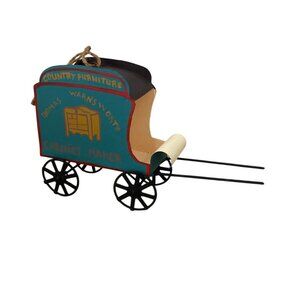 Vtg Amish Covered Wagon Christmas Ornament Hand-Painted Country Furniture